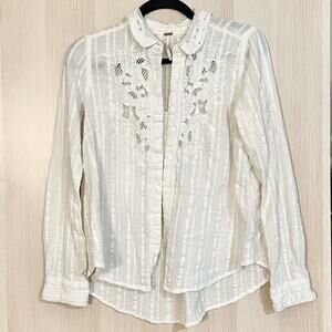 Free People Carter Dobby Top Embroidered Top